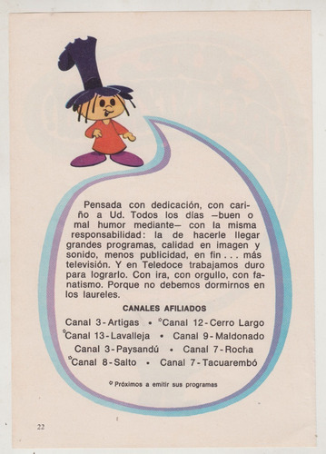 1969 Hijitus Garcia Ferre Publicidad Canales Tv De Uruguay 