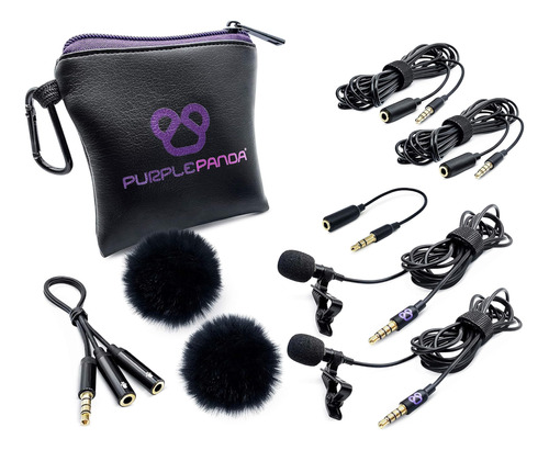 Purple Panda Dual Interview Lavalier Lapel Microphone Kit (2