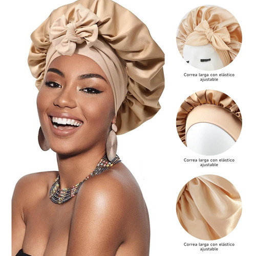 2 Piezas Gorro De Satin Para Dormir,ajustable Gorra De Seda