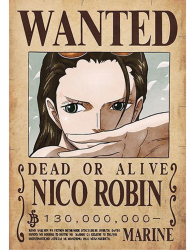 Wanted Cuadro 29x19 Mdf One Piece Nico Robin 130.000.000