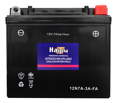 Batería Moto Haijiu 12n7a-3a-fa Agm- Gel Libre Mantenimiento