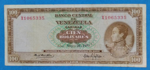 Billete De 100 Bs De 1970 X-7