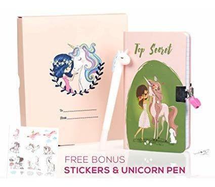Unicorn Diary With Lock For Girls - Secret Locking Journal W