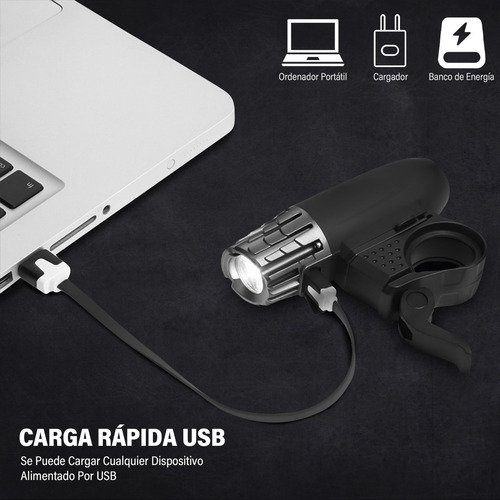 Luz Delantera/trasera P/bicicleta 2600mah Recargable Por Usb