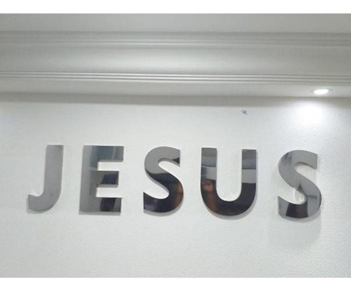 Letras Jesus Em Aço Inox Com Led Letra Caixa 3d 30 Cm Igreja