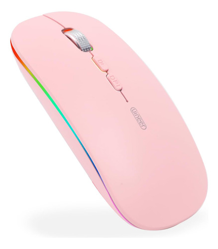 Ratón Inalámbrico Uineer Led Rgb, Bluetooth, Rosa