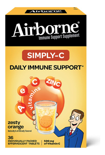 Airborne Simply C 500 Mg De Vitamina C Con Tabletas Efervesc