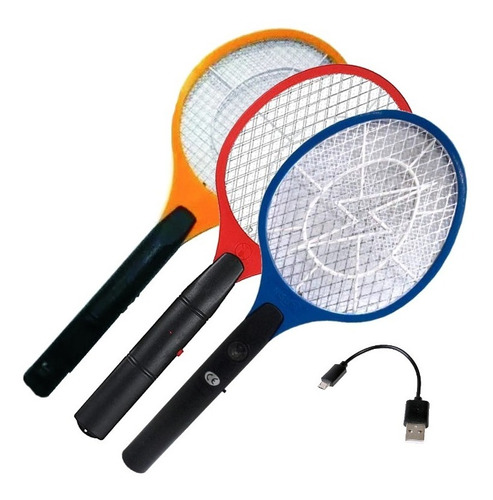 3 Raquetas Recargable Mata Mosquito Moscas Raqueta  Kaos 11 