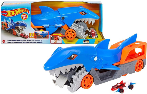 Remolque Hot Wheels Juguete Tiburón + 1 Carro Para Niños