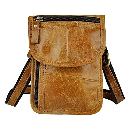 Le'aokuu Mens Cuero Genuino Fanny Messenger Hombro Satchel