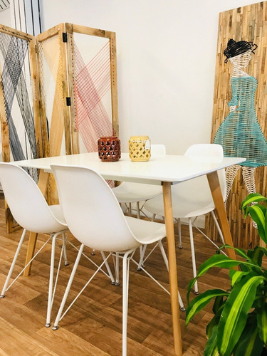 Juego Comedor Tulip 120 + 4 Eames Plastico New Design