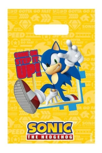 Bolsas Sonic × 6 Para Cotillón Cumpleaños Fiestas Celebrar