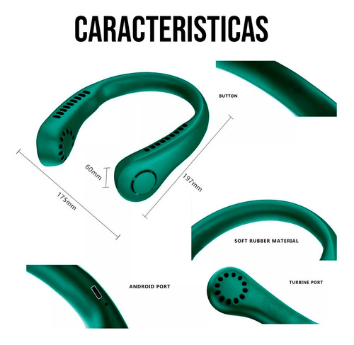 Ventilador De Cuello Portatil Sin Aspas Manos Libres Usb