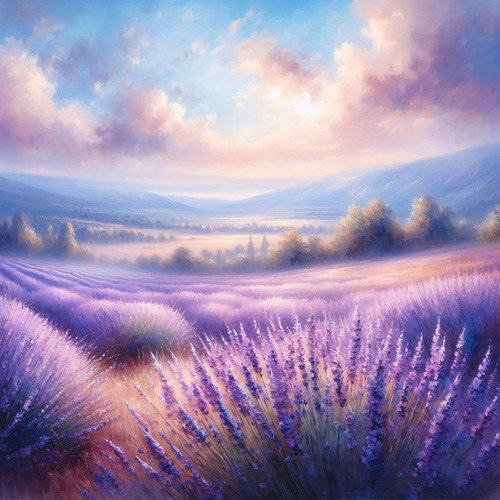 Pintura Al Oleo Campo De Lavanda Print