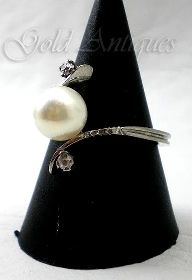 Anillo De Platino 950 Perla Natural Y Diamantes
