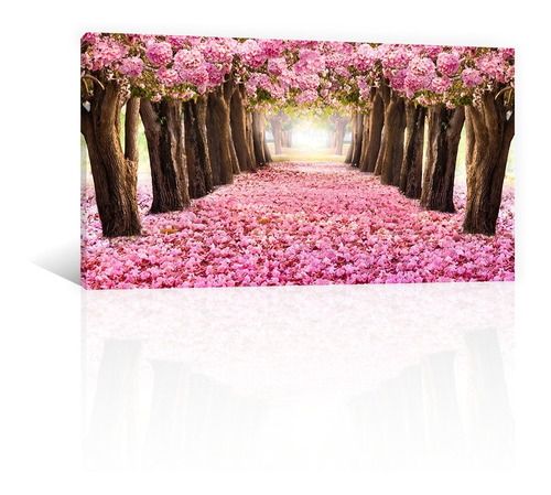 Cuadro Decorativo Canvas Naturaleza Flores Rosada En Arboles