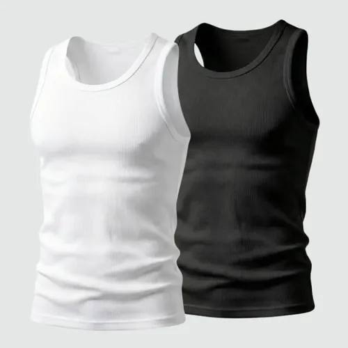 Kit 2 Regata Masculina Verão Treino Canelada Americana Slim