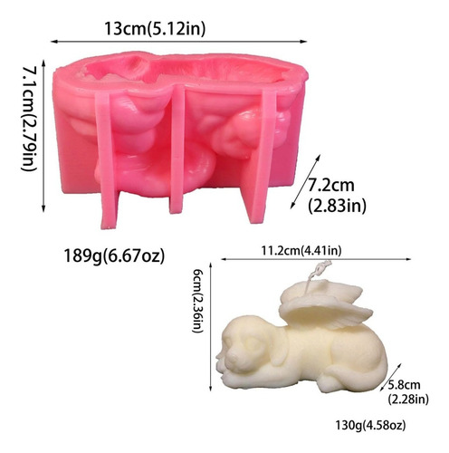 Molde De Silicon, Perro Con Alas Rosa
