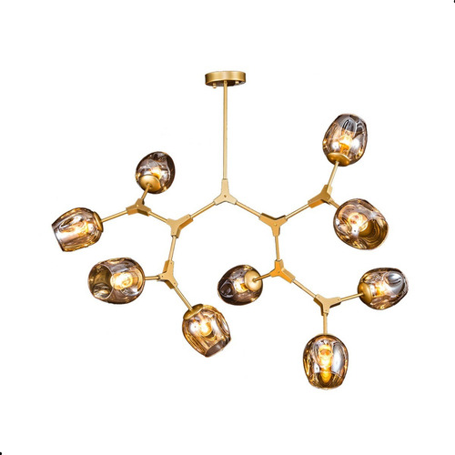 Lustre Pendente Led Moderno Para Sala Quarto Metal Dourado 110V/220V