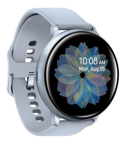 Samsung Galaxy Watch Active2 (Bluetooth) 1.4" caixa 44mm de alumínio cloud silver pulseira cloud silver de fluoroelastómero e o arco cloud silver SM-R820