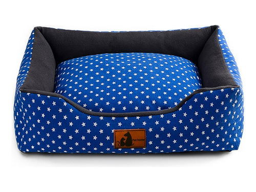 Cama Para Mascotas Rectangular Deluxe Puntos Azul