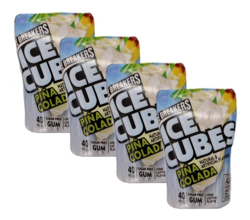 4x Ice Breakers Ice Cubes Piña Colada / Goma De Mascar
