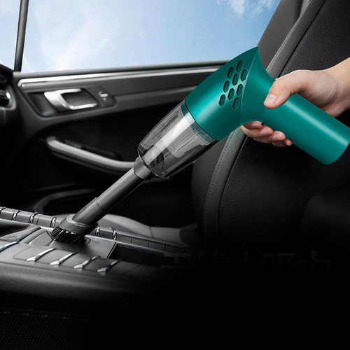 Aspirador De Coche Potente Succión Mini Plumero Verde