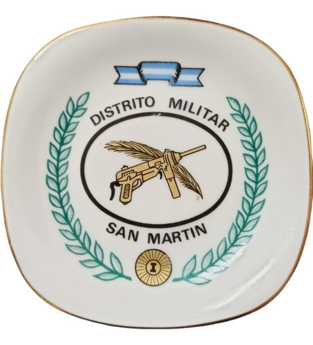 Plato Porcelana Fuerza Argentina Distrito Militar San Martin