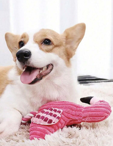 Juguete Para Perro, Flamingo Peluche Con Cuerda Para Morder