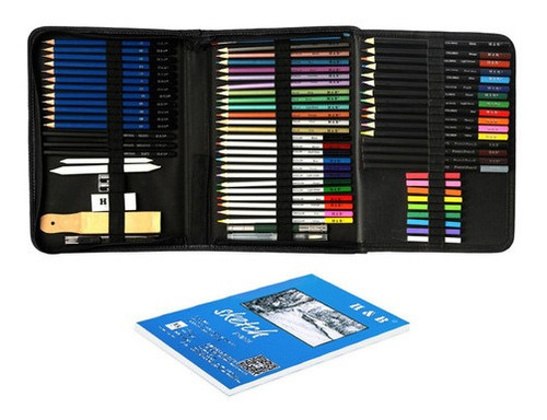 74 Unids/set Profesional Boceto Lápiz Kit De Dibujo Incluye