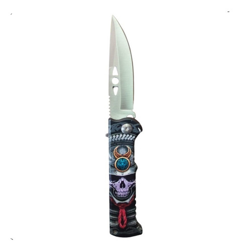 Cortapluma Cuchillo Automatica Samurai Skull Navaja Defensa 