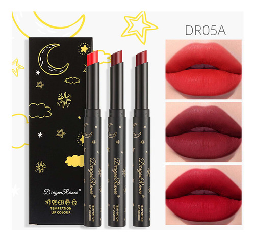Juego De Tres Lápices Labiales W Matte Velvet Matte Portable