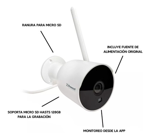 Camara Wifi Pronext Ex30 Exterior 2mp Fullhd Smartlife Audio