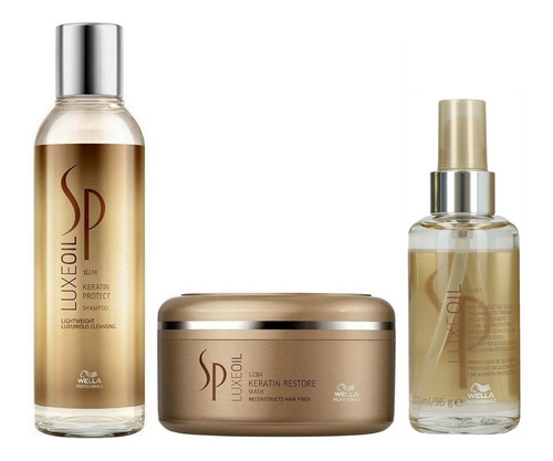 Shampoo 200ml + Mascarilla +elixir Wella Sp Luxe Oil Keratin