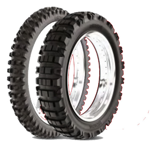 Pneu He42 140/80-18 (t) E He42 90/90-21 Rinaldi (d)