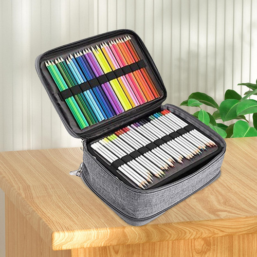 Estojo Organizador De Lápis Colorido Com 300 Cinza