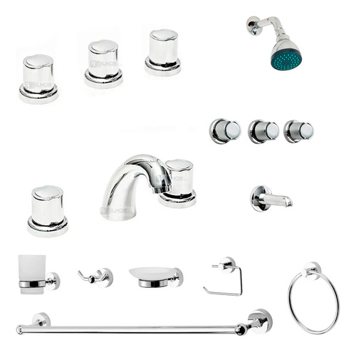 Griferia Baño Completa Set Accesorios Aqualaf 7000 P