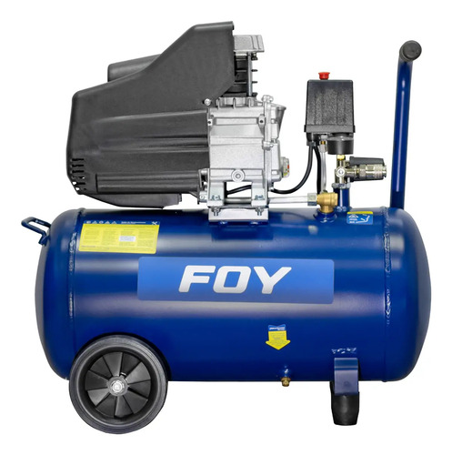 Compresor De Aire Eléctrico Lubricado 40l, 1.5hp, 127v Foy Azul 60 Hz Monofásica