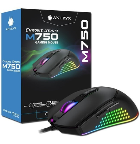 Mouse Gamer Usb Antryx Chrome Storm M750
