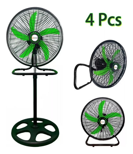 Ventilador De 4 Piezas 3 En 1, Montaje En Suelo Y Pared, 18 Pulgadas, 5 Aspas Verdes Plástico