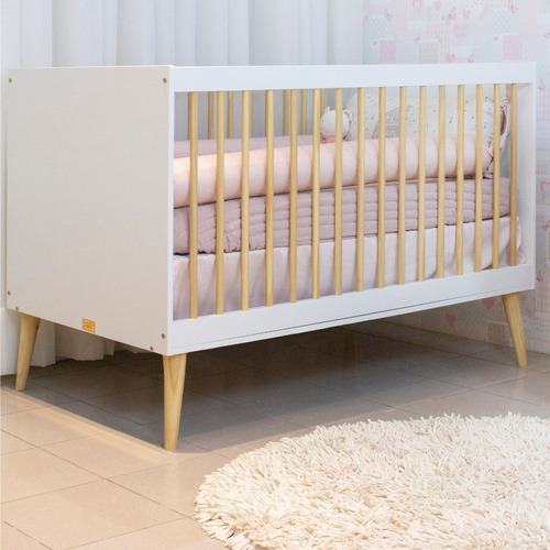 Berço Infantil 2 Em 1 De Madeira Linha Retrô Quater Móveis