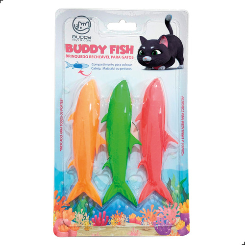 Brinquedo Recheável Petisco Para Gatos Fish Buddy Toys