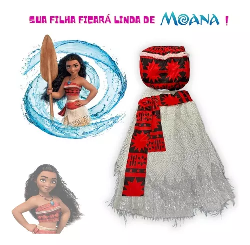Fantasia Moana Infantil Cropped Luxo Festa Princesa Menina