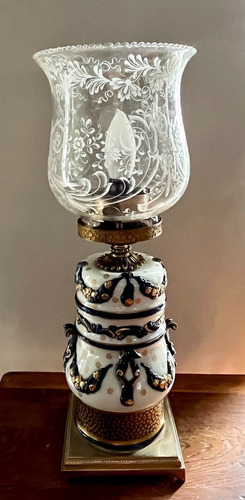 Antigua Lámpara De Mesa Porcelana Sevres