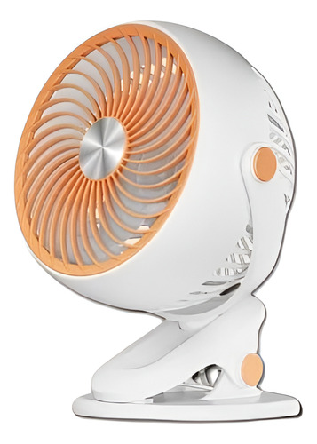 Ventilador Mini Portátil Recargable Usb 20 Cm Blanco Y Naranja Transparente Plástico 3