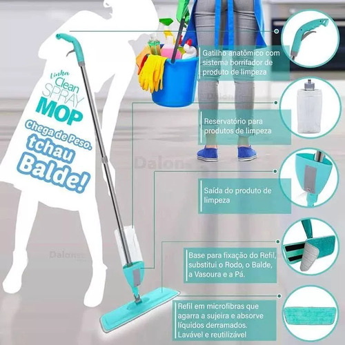 Mop Spray Com Reservatório Acompanha Refil + 2 Refis
