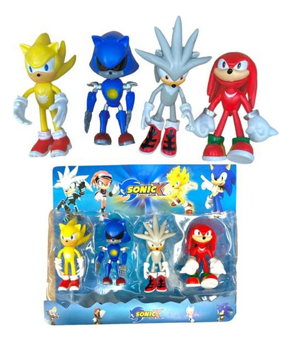 Kit Sonic Collection 4 Bonecos Coleção Brinquedo Articulado