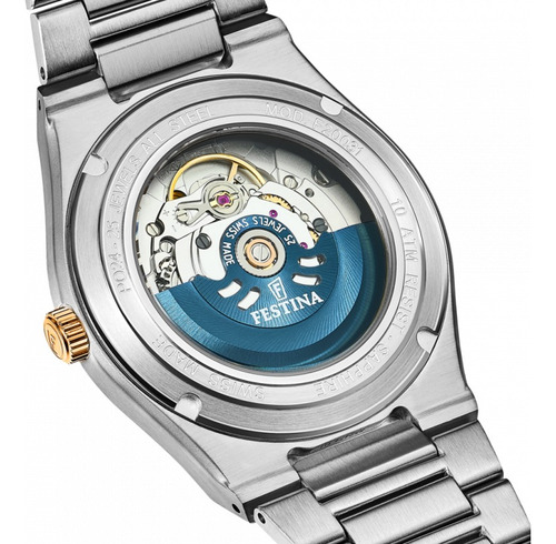 Reloj Festina F20031.2 Mujer Analogico Swiss Made Malla Plateado
