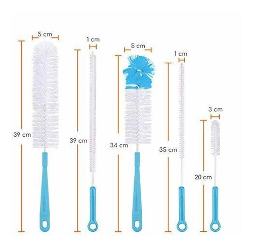 Set De 5 Cepillos De Limpieza Para Biberones Mamilas Termos