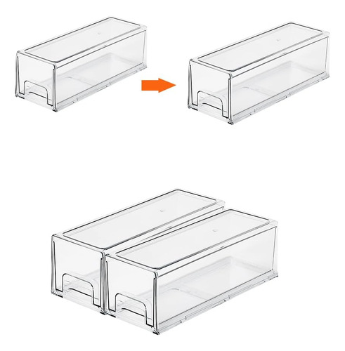 Paquete De 2 Cubos Organizores Apilables Para Refrigilor Con